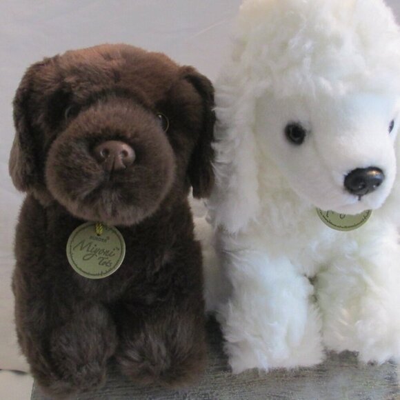 Aurora Miyoni Tots Lab Puppies 8" Plush Brown & White Labrad Puppies - Picture 2 of 13